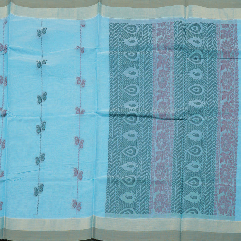 Hayagrivas Handloom Pure Cotton Saree in Bold Sky Blue KBE78D12-28