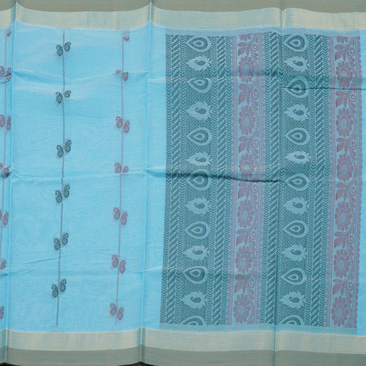 Hayagrivas Handloom Pure Cotton Saree in Bold Sky Blue KBE78D12-28