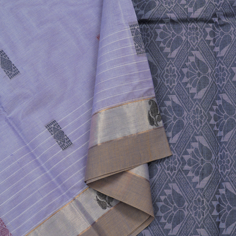 Hayagrivas Handloom Pure Cotton Saree in Sophisticated Lavender KBE78D12-31