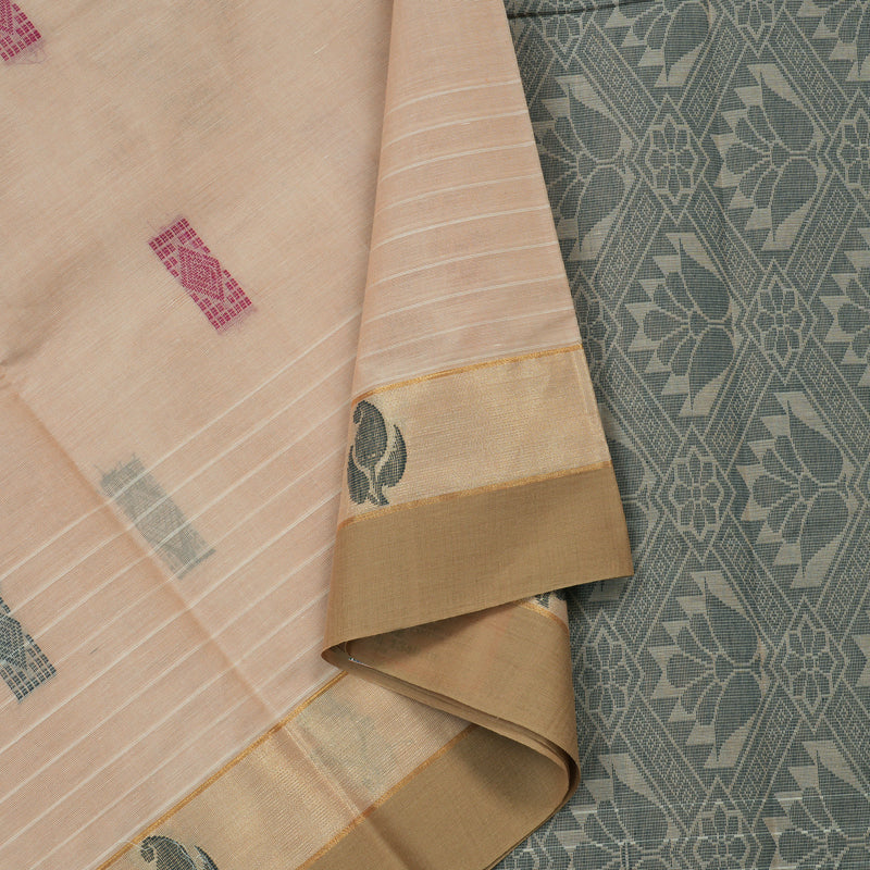 Hayagrivas Handloom Pure Cotton Saree in Classic Sandal KBE78D12-32