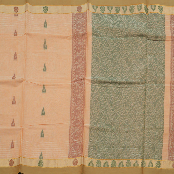 Hayagrivas Handloom Pure Cotton Saree in Chic Peach Brown KBE78D12-33