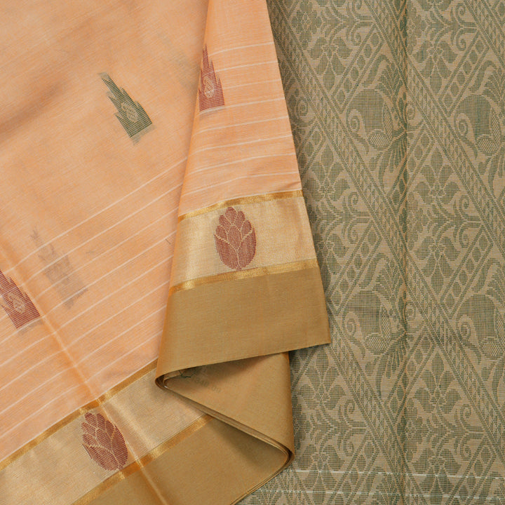 Hayagrivas Handloom Pure Cotton Saree in Chic Peach Brown KBE78D12-33