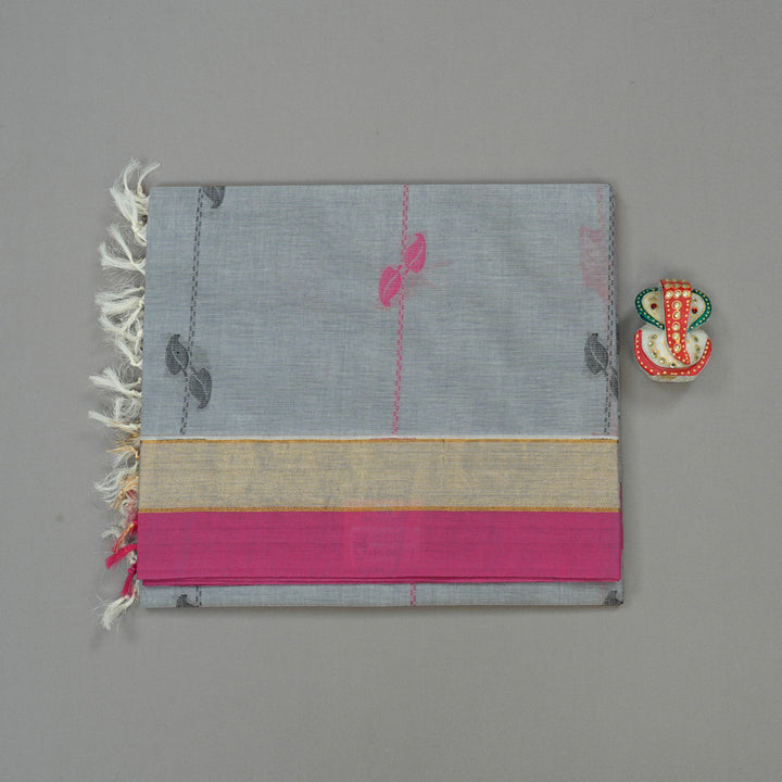 Hayagrivas Handloom Pure Cotton Saree in Light-hearted Grey KBE78D12-8
