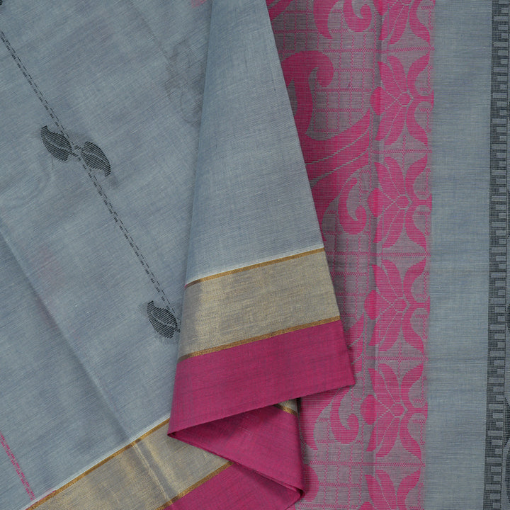 Hayagrivas Handloom Pure Cotton Saree in Light-hearted Grey KBE78D12-8