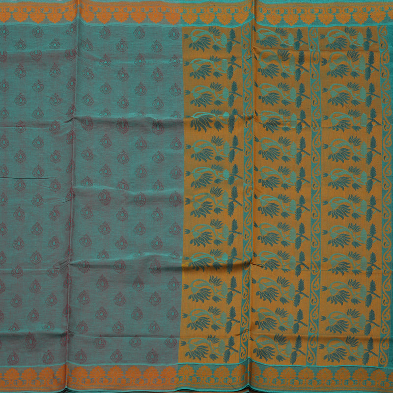 Hayagrivas Handloom Pure Cotton Saree in Warm-toned Sky Blue With Maroon KBE78D13-13