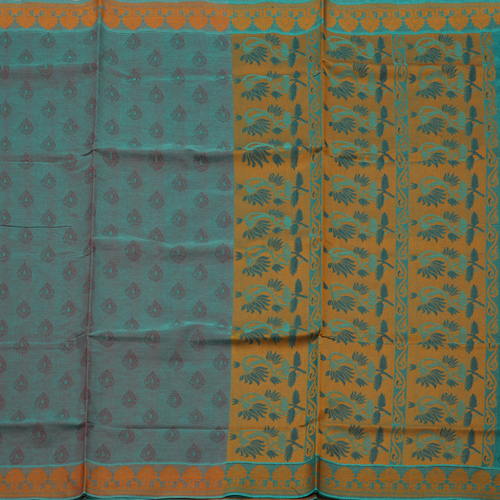 Hayagrivas Handloom Pure Cotton Saree in Warm-toned Sky Blue With Maroon KBE78D13-13
