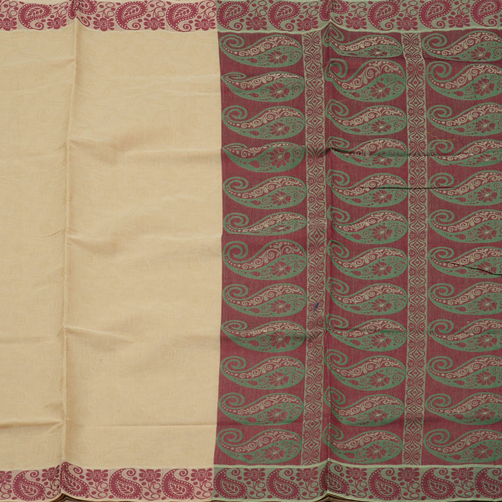 Hayagrivas Handloom Pure Cotton Saree in Light-toned Sandal KBE78D13-20