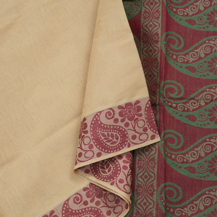 Hayagrivas Handloom Pure Cotton Saree in Light-toned Sandal KBE78D13-20