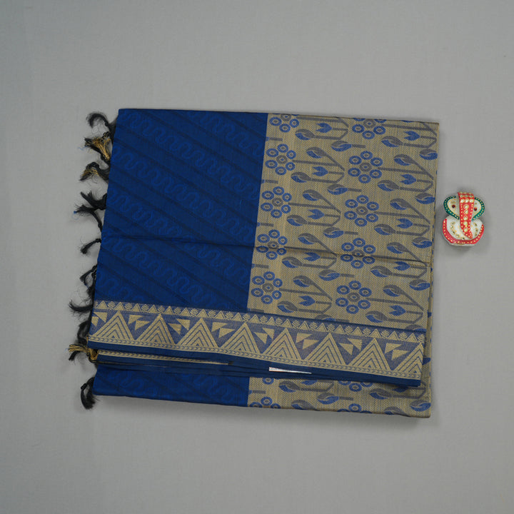 Hayagrivas Handloom Pure Cotton Saree in Timeless Blue KBE78D13-41