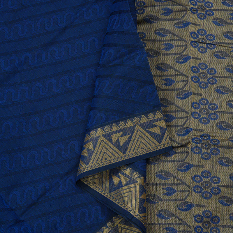 Hayagrivas Handloom Pure Cotton Saree in Timeless Blue KBE78D13-41