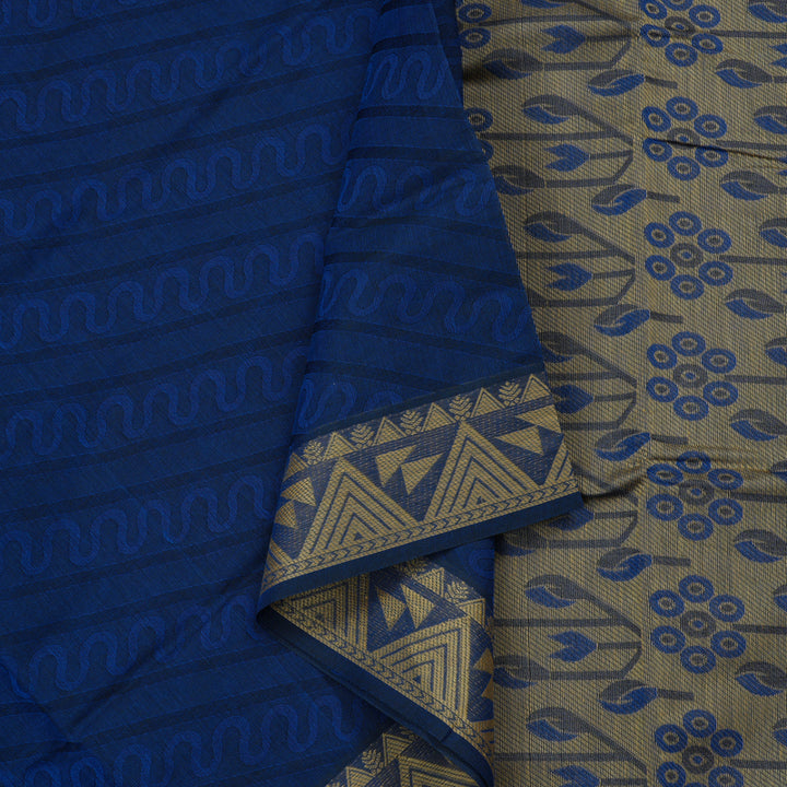 Hayagrivas Handloom Pure Cotton Saree in Timeless Blue KBE78D13-41