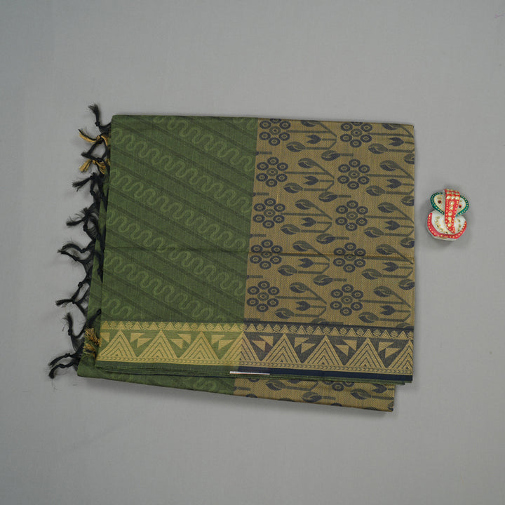 Hayagrivas Handloom Pure Cotton Saree in Gentle Dark Green KBE78D13-45