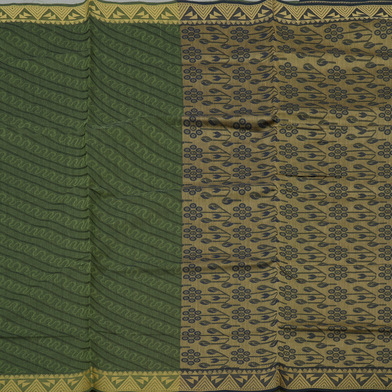 Hayagrivas Handloom Pure Cotton Saree in Gentle Dark Green KBE78D13-45