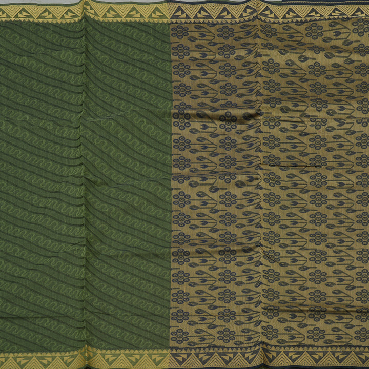 Hayagrivas Handloom Pure Cotton Saree in Gentle Dark Green KBE78D13-45