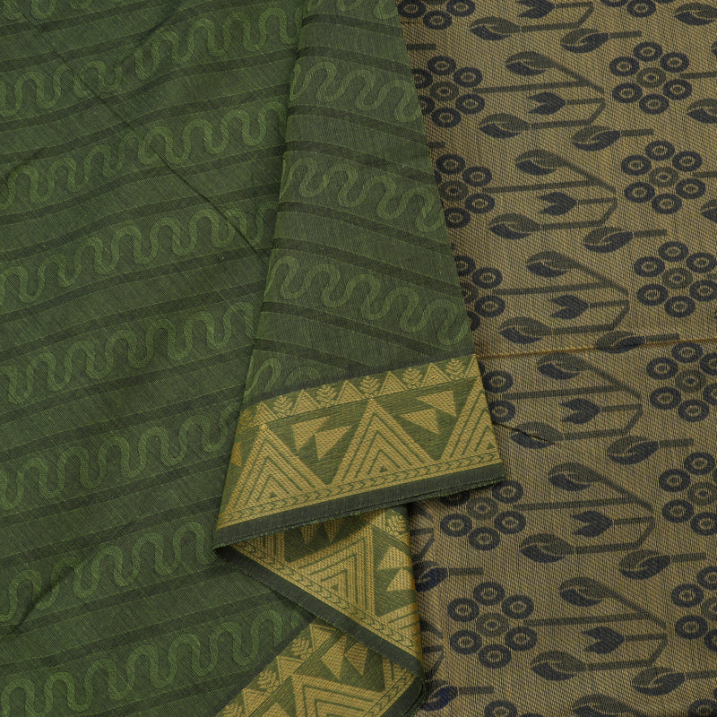 Hayagrivas Handloom Pure Cotton Saree in Gentle Dark Green KBE78D13-45