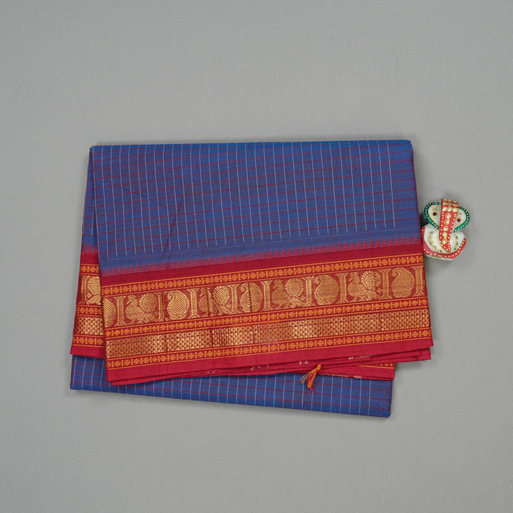 Hayagrivas Handloom Pure Cotton Saree in Striking Blue KBE78D2-10