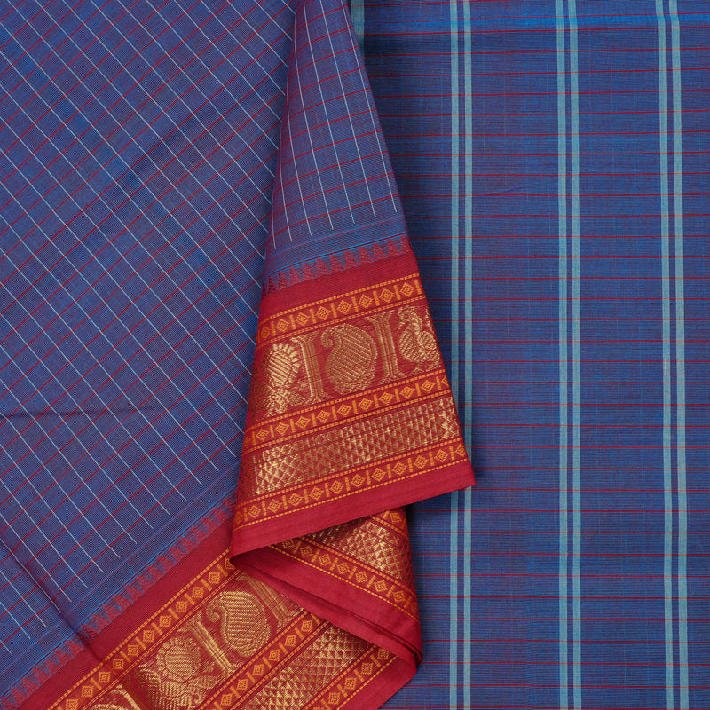 Hayagrivas Handloom Pure Cotton Saree in Striking Blue KBE78D2-10