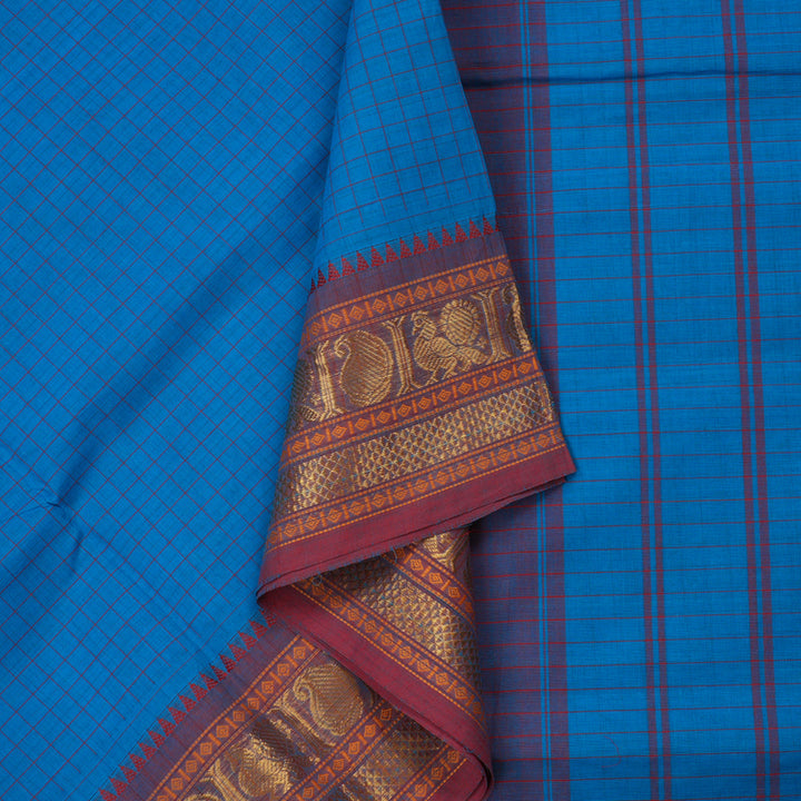 Hayagrivas Handloom Pure Cotton Saree in Refreshing Sky Blue KBE78D2-16