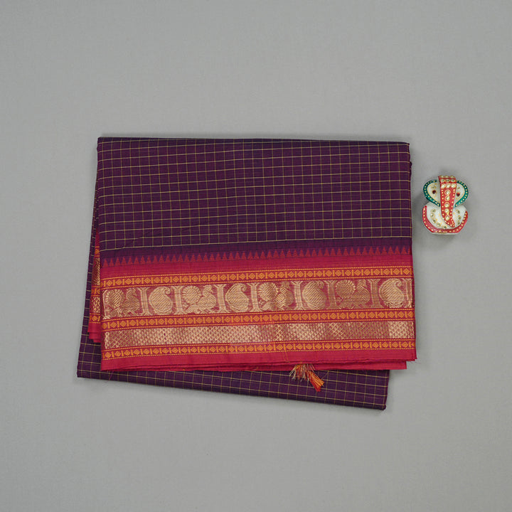 Hayagrivas Handloom Pure Cotton Saree in Gorgeous Dark Purple KBE78D2-17