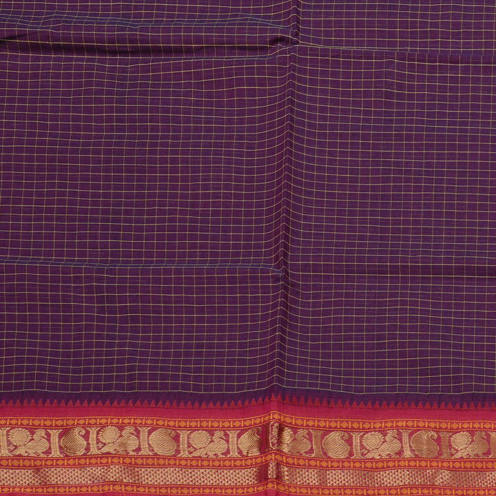 Hayagrivas Handloom Pure Cotton Saree in Gorgeous Dark Purple KBE78D2-17