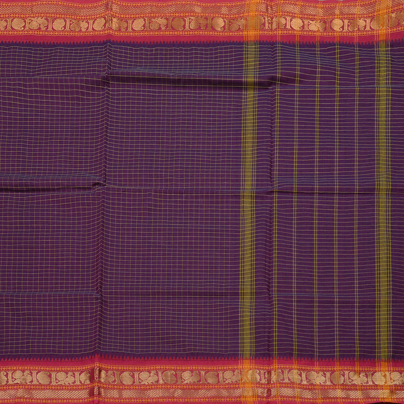 Hayagrivas Handloom Pure Cotton Saree in Gorgeous Dark Purple KBE78D2-17