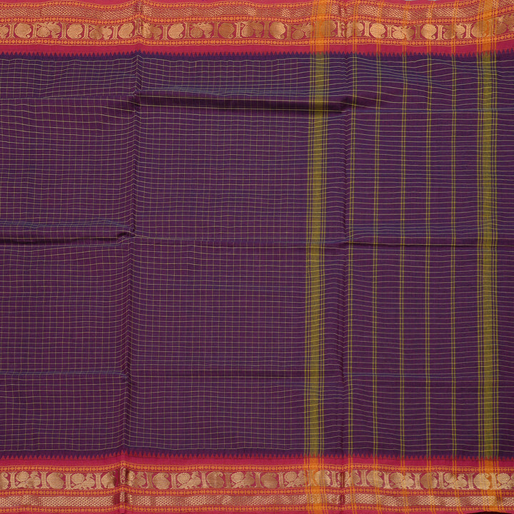 Hayagrivas Handloom Pure Cotton Saree in Gorgeous Dark Purple KBE78D2-17