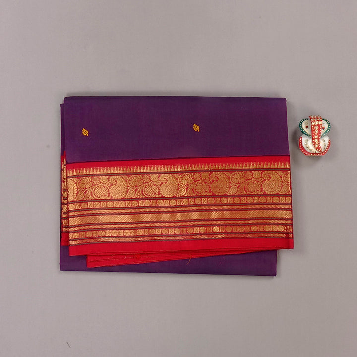 Hayagrivas Handloom Pure Cotton Saree in Magnetic Dark Purple KBE78D3-1