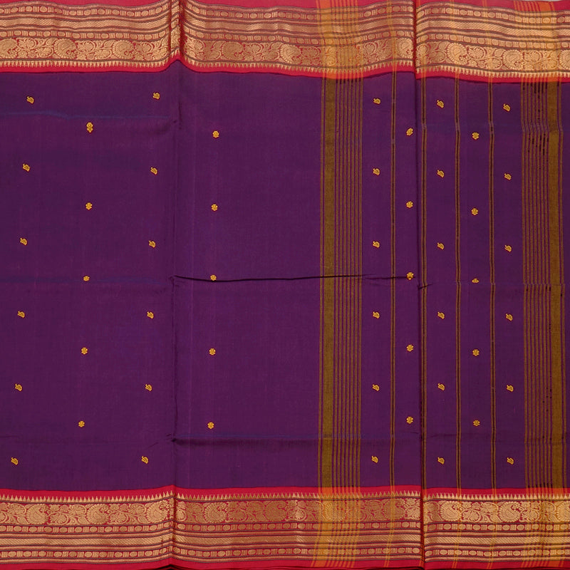 Hayagrivas Handloom Pure Cotton Saree in Magnetic Dark Purple KBE78D3-1