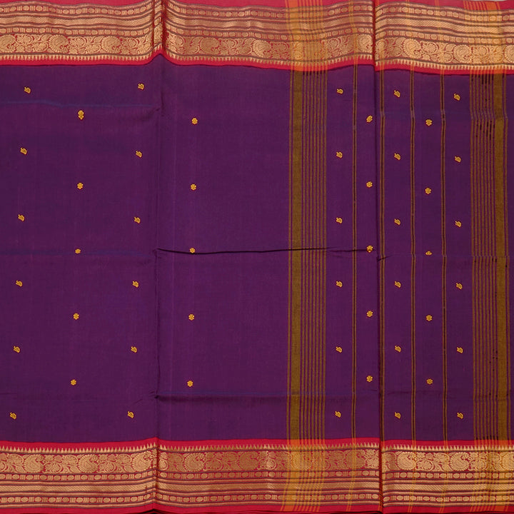 Hayagrivas Handloom Pure Cotton Saree in Magnetic Dark Purple KBE78D3-1