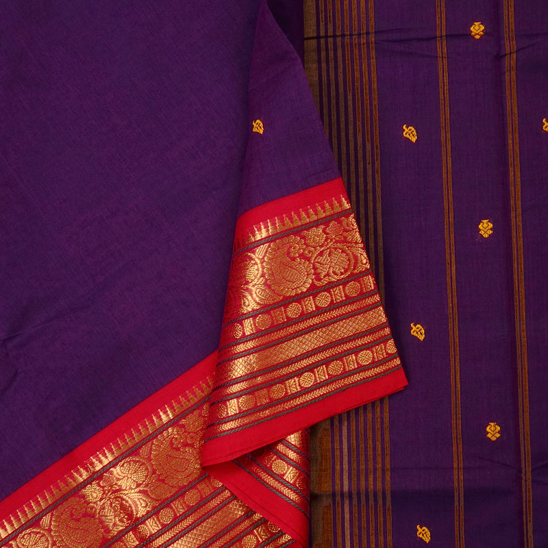 Hayagrivas Handloom Pure Cotton Saree in Magnetic Dark Purple KBE78D3-1