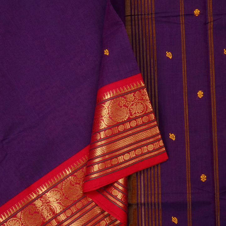 Hayagrivas Handloom Pure Cotton Saree in Magnetic Dark Purple KBE78D3-1