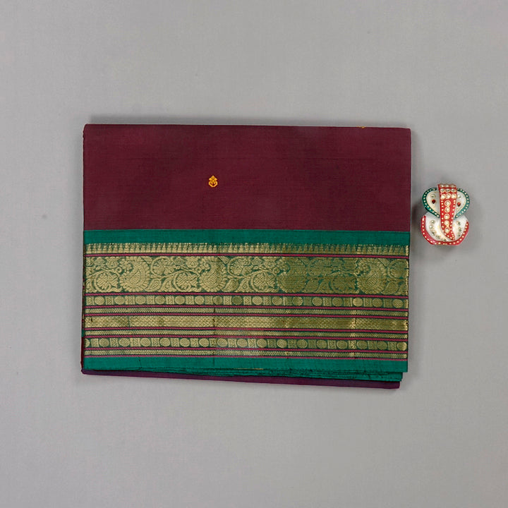 Hayagrivas Handloom Pure Cotton Saree in Exquisite Dark Maroon KBE78D3-17