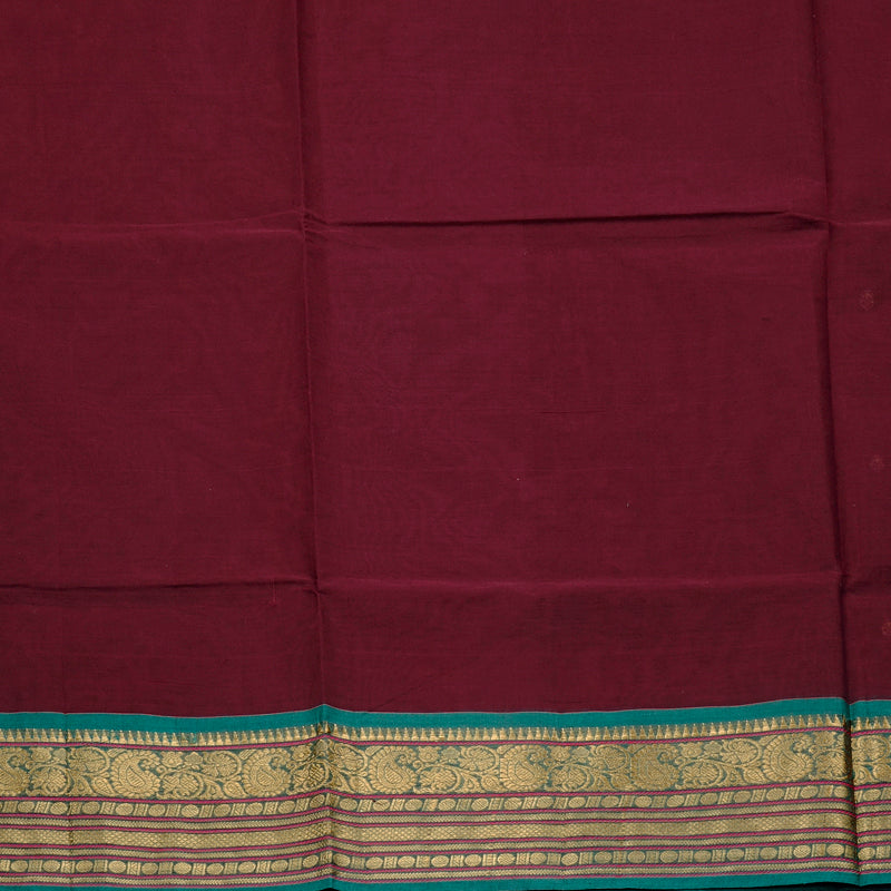 Hayagrivas Handloom Pure Cotton Saree in Exquisite Dark Maroon KBE78D3-17