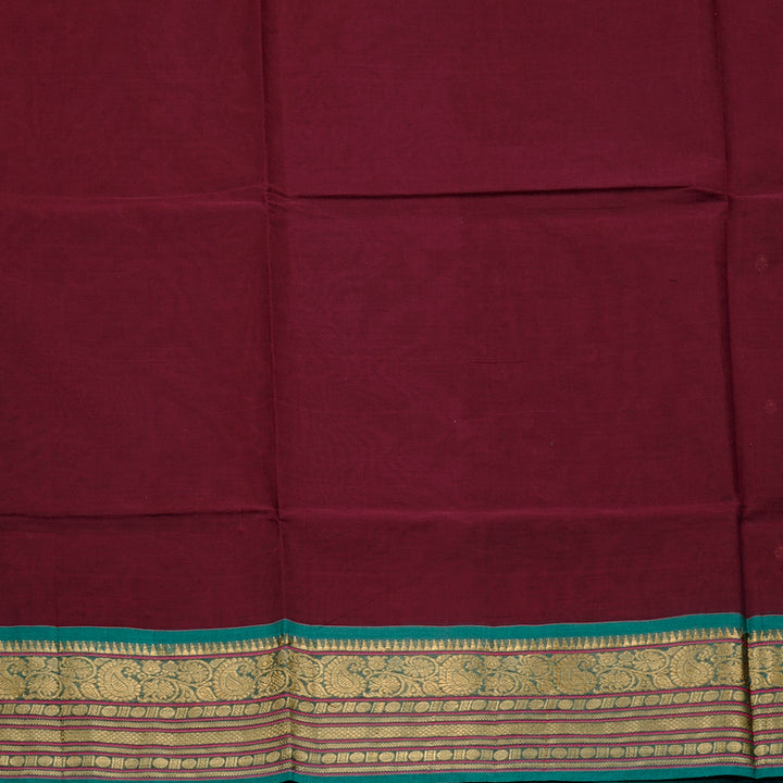 Hayagrivas Handloom Pure Cotton Saree in Exquisite Dark Maroon KBE78D3-17