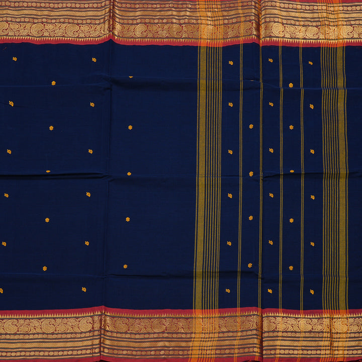 Hayagrivas Handloom Pure Cotton Saree in Stunning Dark Blue KBE78D3-9
