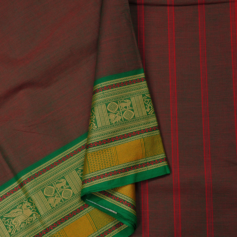 Hayagrivas Handloom Pure Cotton Saree in Vintage-inspired Mandhalir KBE78D4-11