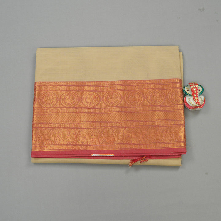 Hayagrivas Handloom Pure Cotton Saree in Soft Beige KBE78D4-12