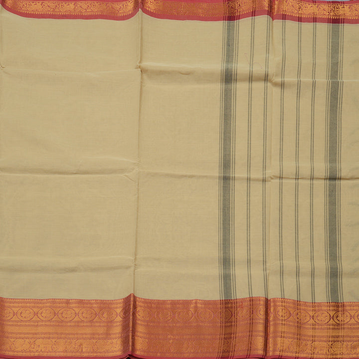 Hayagrivas Handloom Pure Cotton Saree in Soft Beige KBE78D4-12