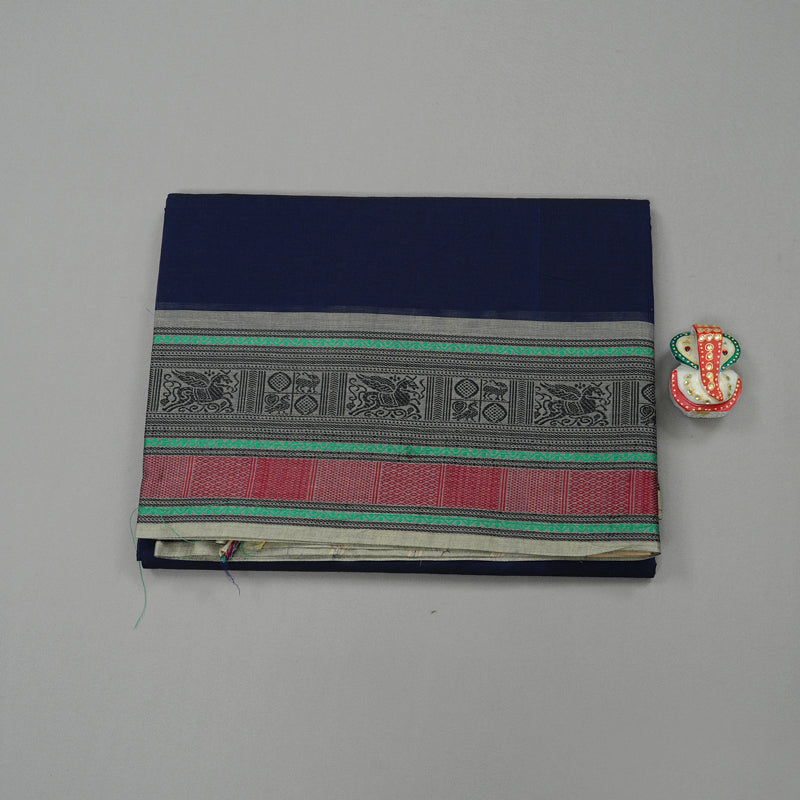 Hayagrivas Handloom Pure Cotton Saree in Majestic Dark Blue KBE78D4-16