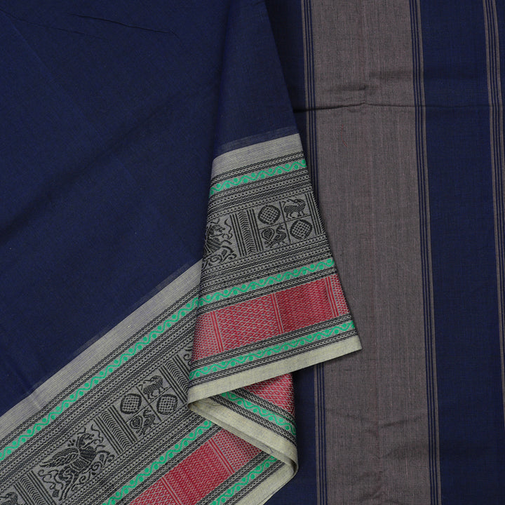 Hayagrivas Handloom Pure Cotton Saree in Majestic Dark Blue KBE78D4-16