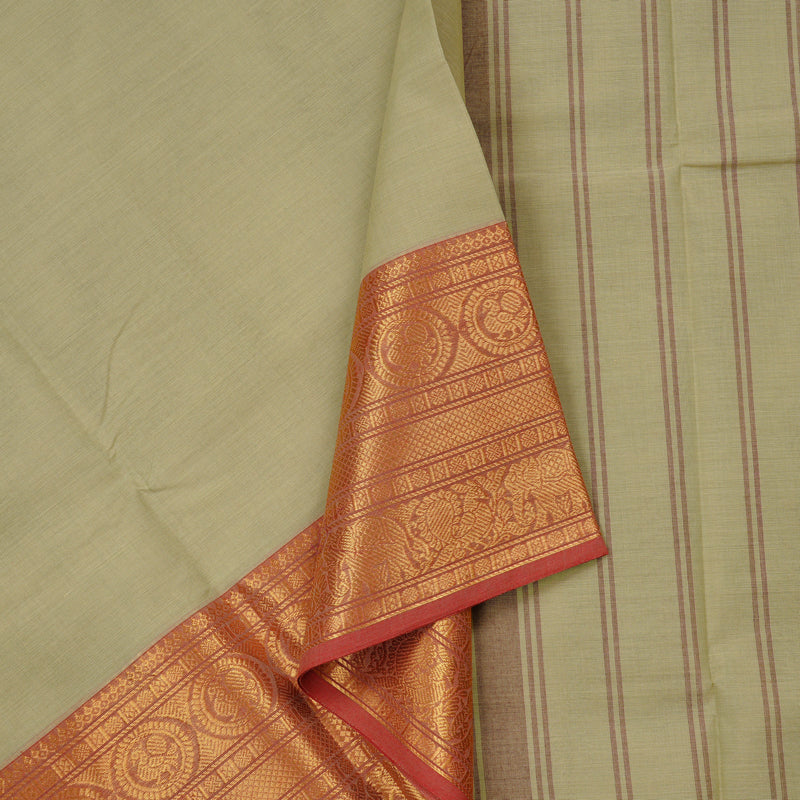 Hayagrivas Handloom Pure Cotton Saree in Delicate Beige KBE78D4-17