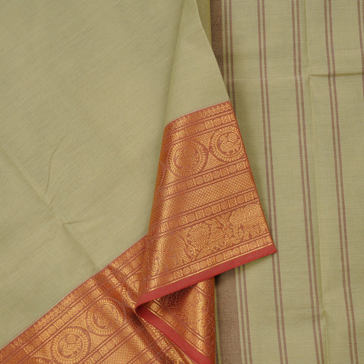 Hayagrivas Handloom Pure Cotton Saree in Delicate Beige KBE78D4-17