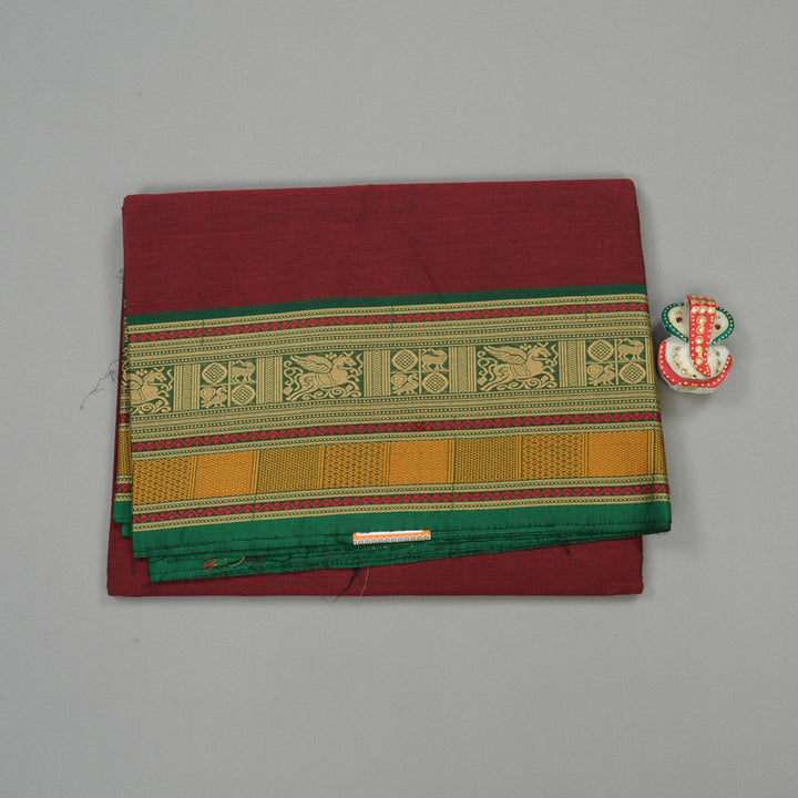 Hayagrivas Handloom Pure Cotton Saree in Deep Wine Maroon KBE78D4-19