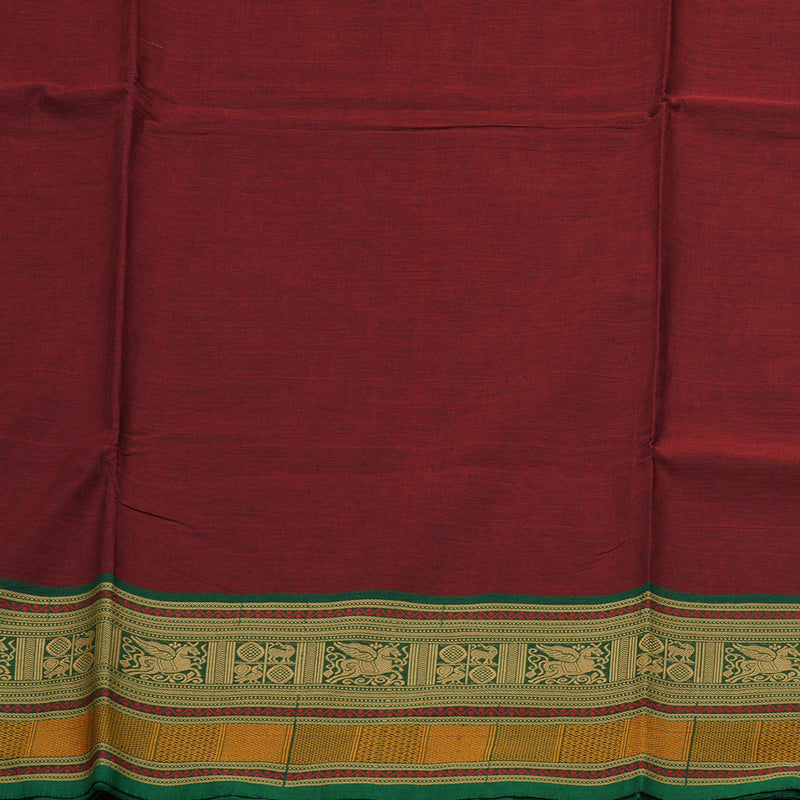 Hayagrivas Handloom Pure Cotton Saree in Deep Wine Maroon KBE78D4-19