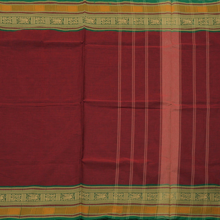 Hayagrivas Handloom Pure Cotton Saree in Deep Wine Maroon KBE78D4-19