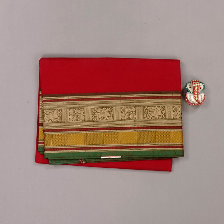 Hayagrivas Handloom Pure Cotton Saree in Festive Red KBE78D4-4