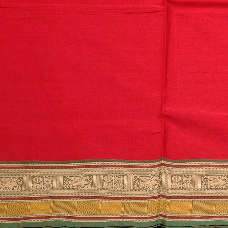 Hayagrivas Handloom Pure Cotton Saree in Festive Red KBE78D4-4
