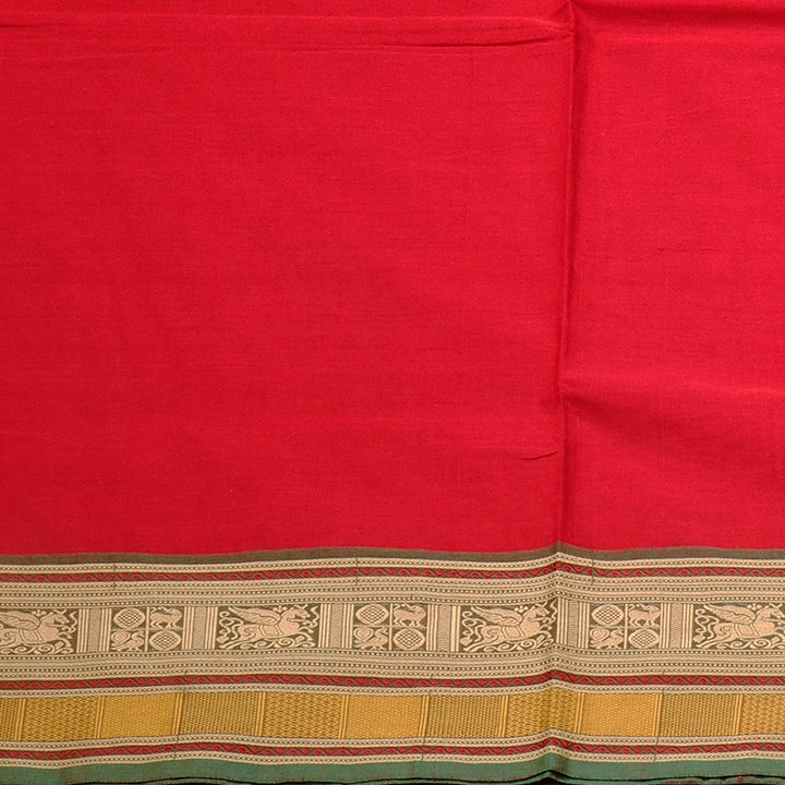 Hayagrivas Handloom Pure Cotton Saree in Festive Red KBE78D4-4
