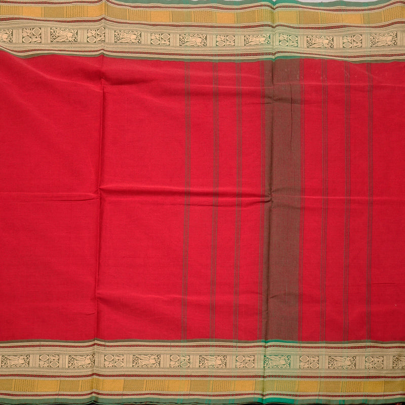 Hayagrivas Handloom Pure Cotton Saree in Festive Red KBE78D4-4