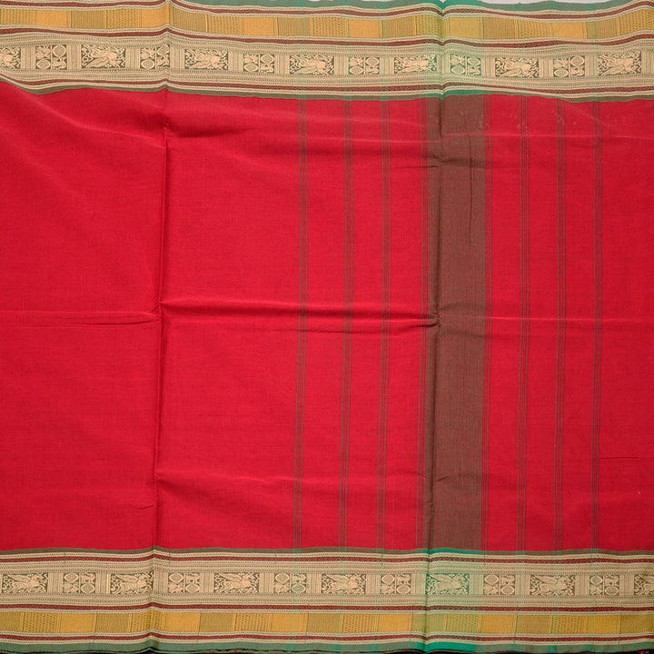 Hayagrivas Handloom Pure Cotton Saree in Festive Red KBE78D4-4
